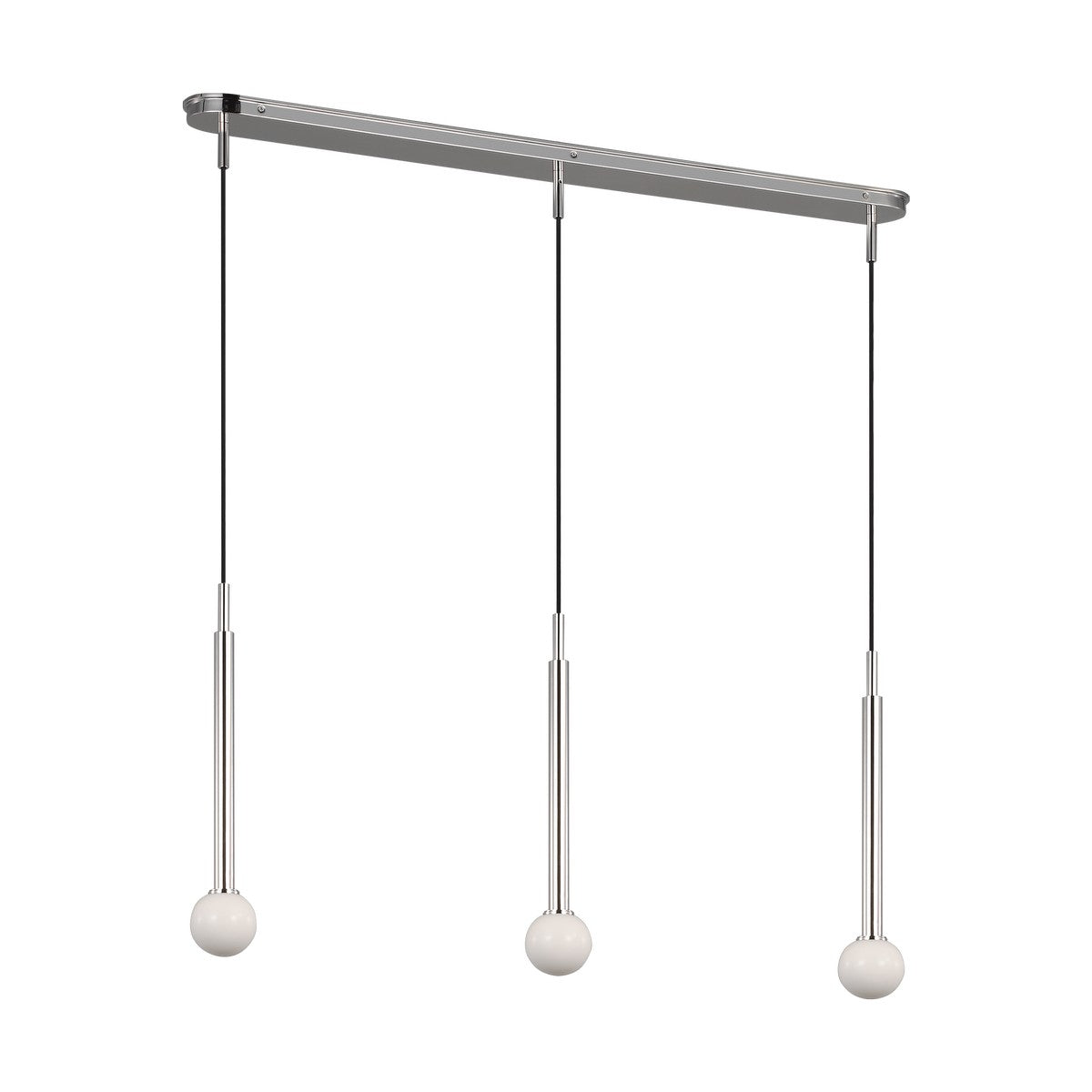 Nodes Three Light Linear Pendant in Polished Nickel