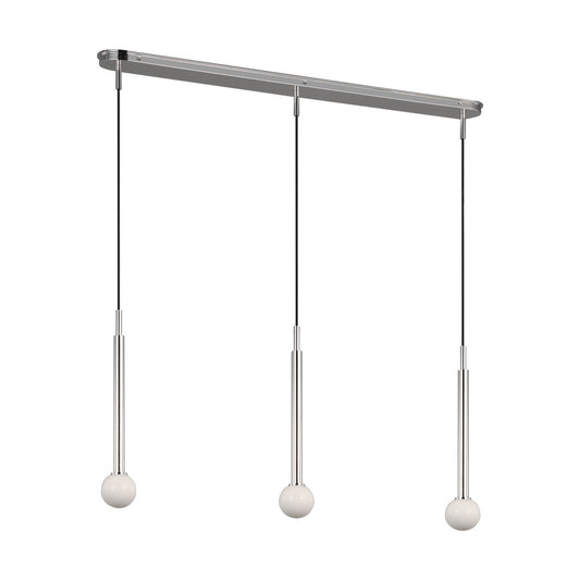 Nodes Three Light Linear Pendant in Polished Nickel