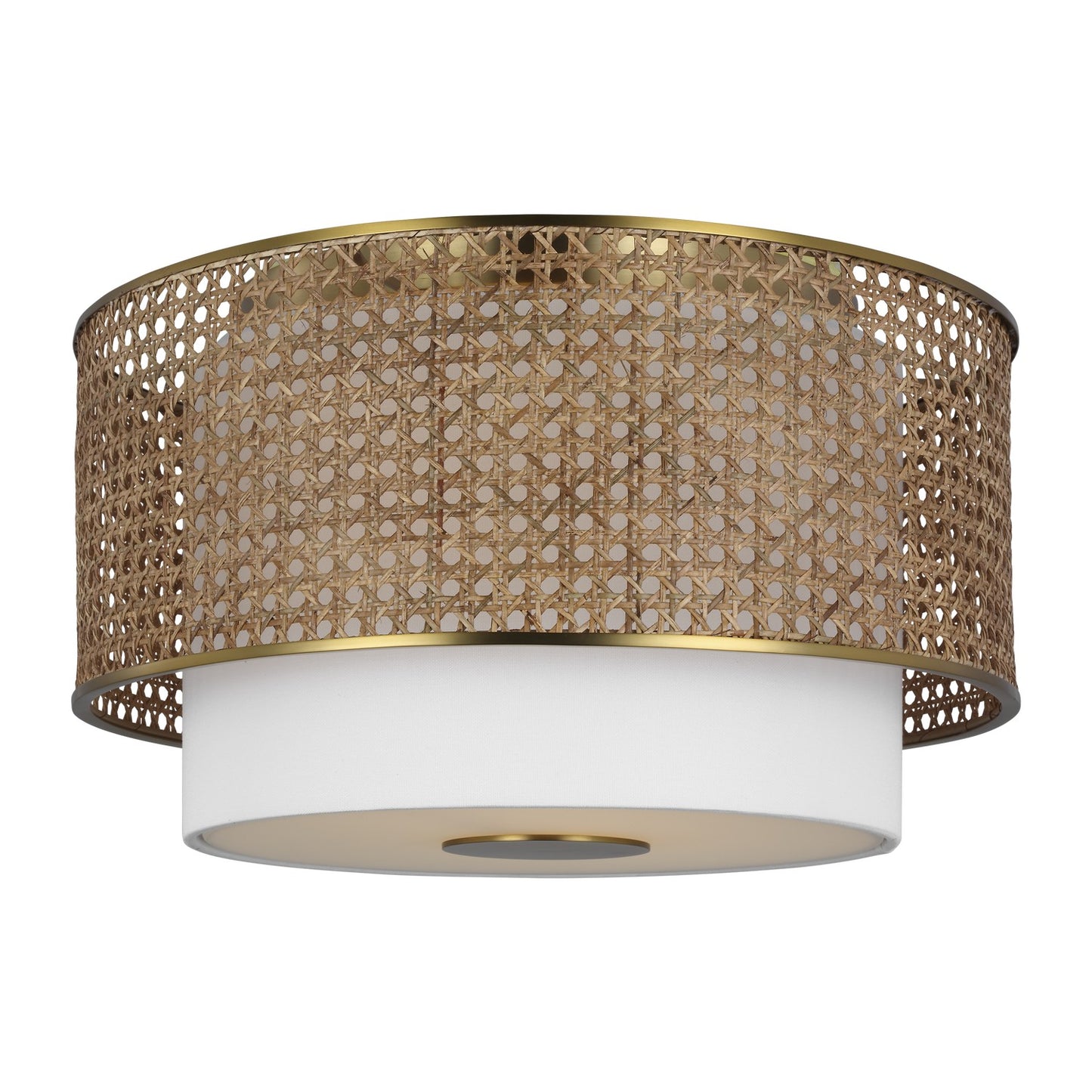 Sawyer Three Light Flush Mount in Blonde Rattan