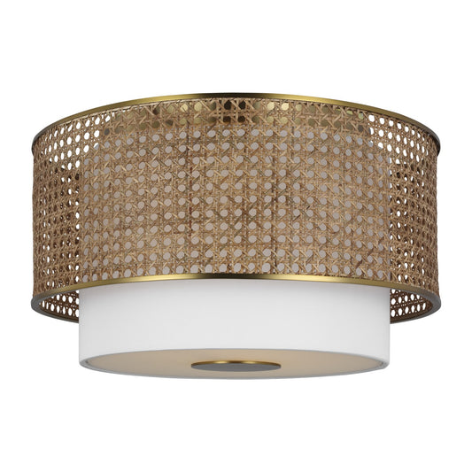 Sawyer Three Light Flush Mount in Blonde Rattan