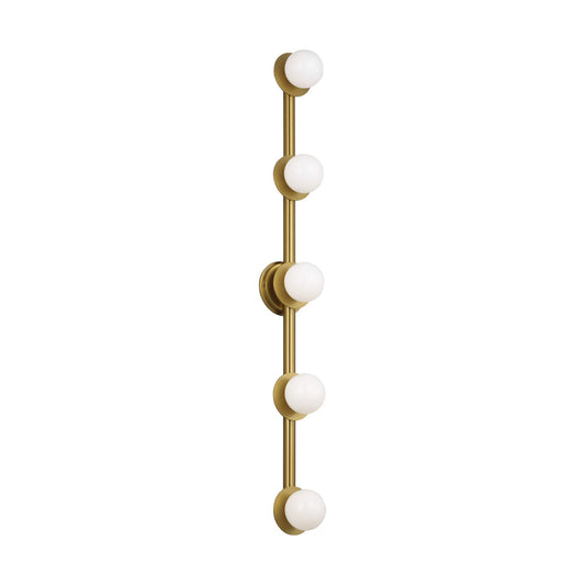 Nodes Five Light Vanity in Burnished Brass