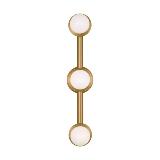 Nodes Three Light Vanity in Burnished Brass