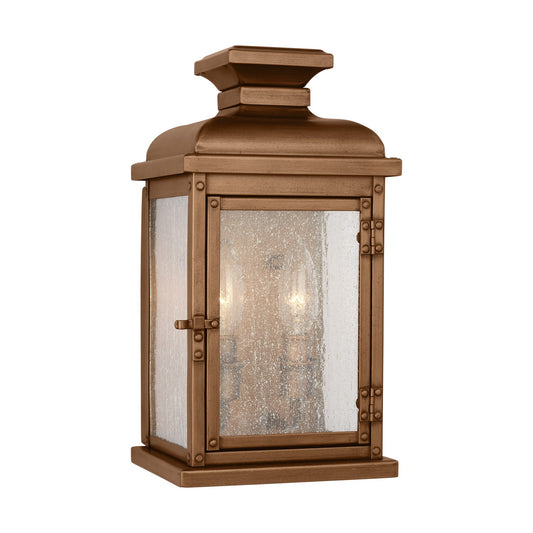 Pediment Two Light Wall Lantern in Natural Copper