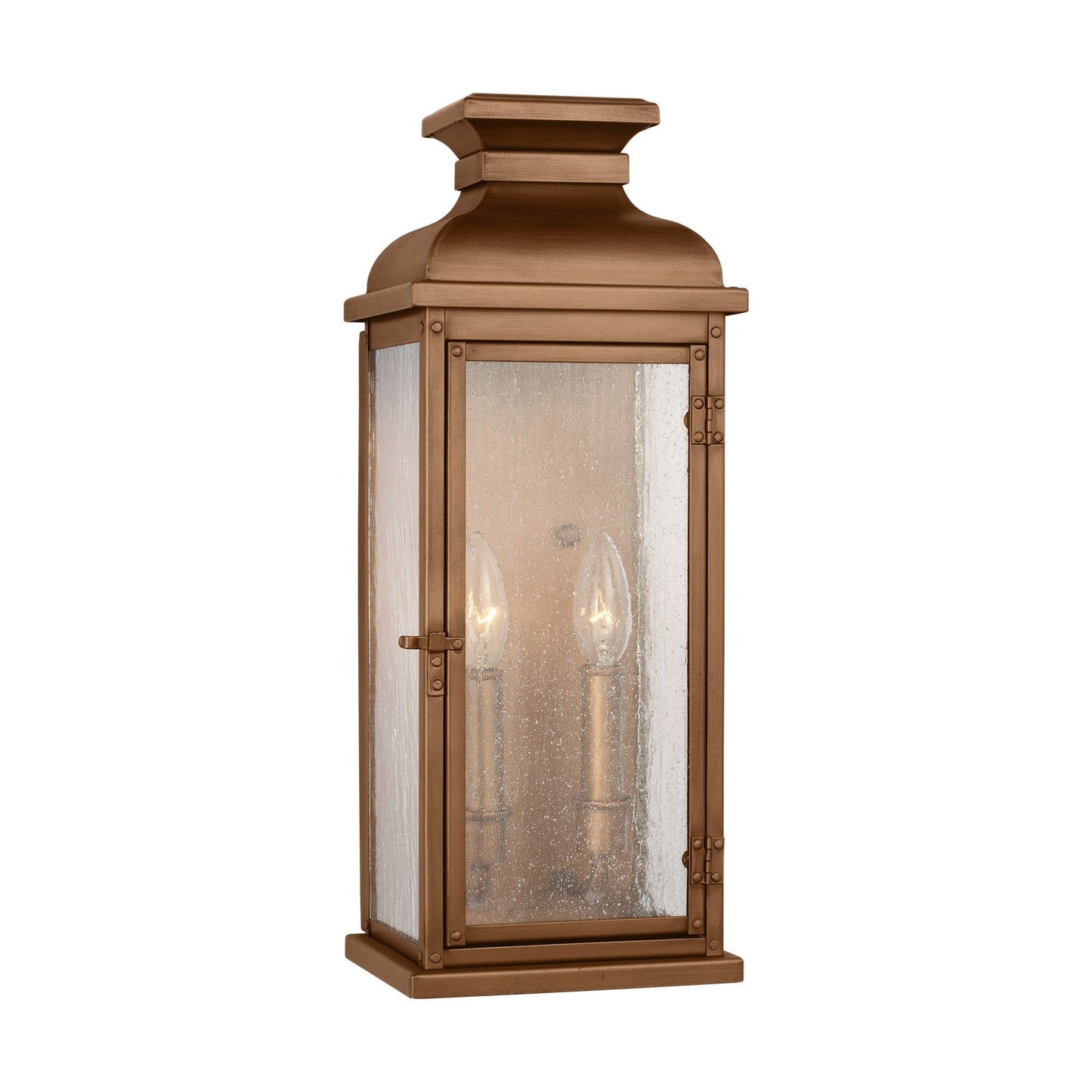 Pediment Two Light Wall Lantern in Natural Copper