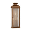 Pediment Three Light Wall Lantern in Natural Copper