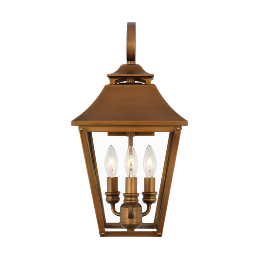Galena Three Light Wall Lantern in Natural Copper