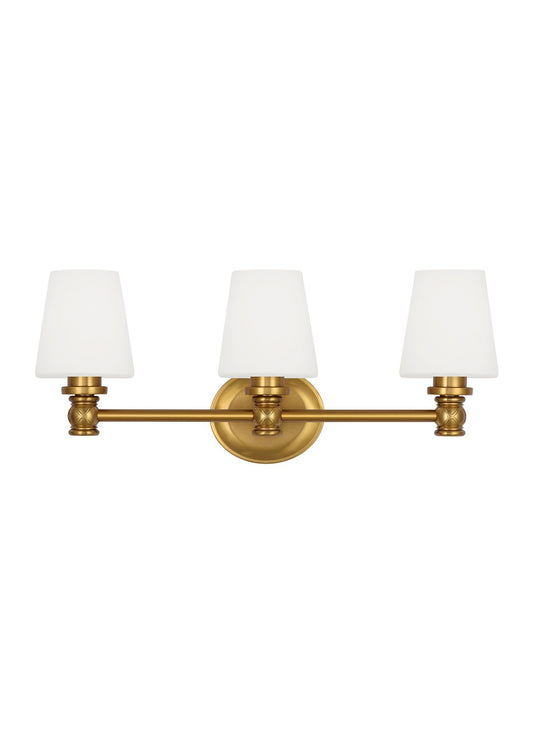 Xavierre Three Light Vanity in Burnished Brass