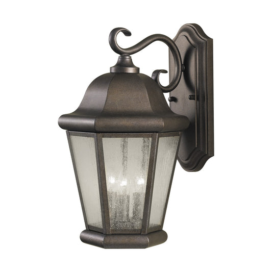Martinsville Three Light Outdoor Wall Lantern in Corinthian Bronze