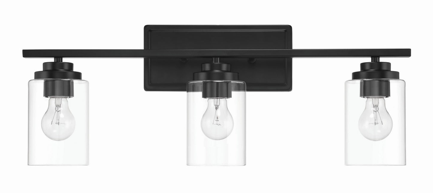 Clark Three Light Vanity in Flat Black