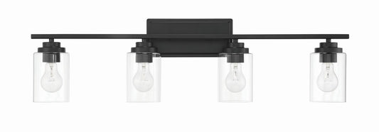 Clark Four Light Vanity in Flat Black