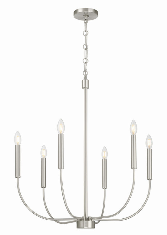 Traci Six Light Chandelier in Brushed Polished Nickel