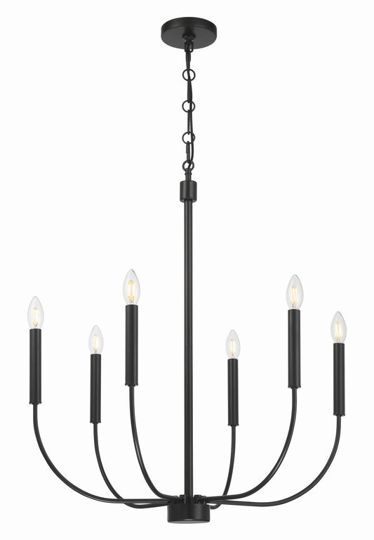 Traci Six Light Chandelier in Flat Black