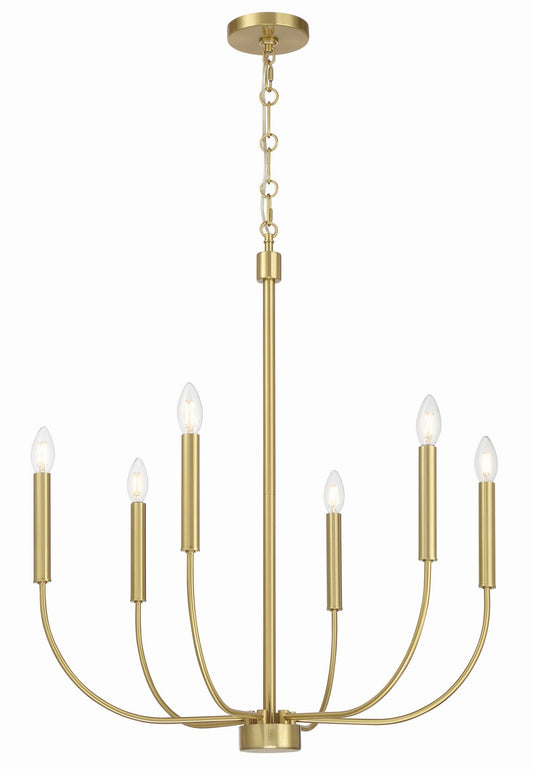 Traci Six Light Chandelier in Satin Brass