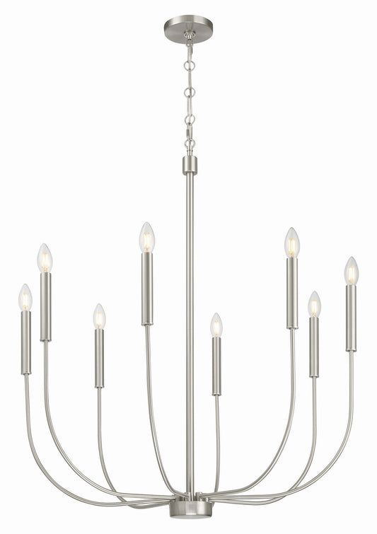 Traci Eight Light Chandelier in Brushed Polished Nickel