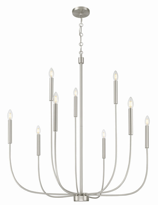 Traci Nine Light Chandelier in Brushed Polished Nickel
