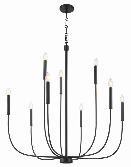 Traci Nine Light Chandelier in Flat Black