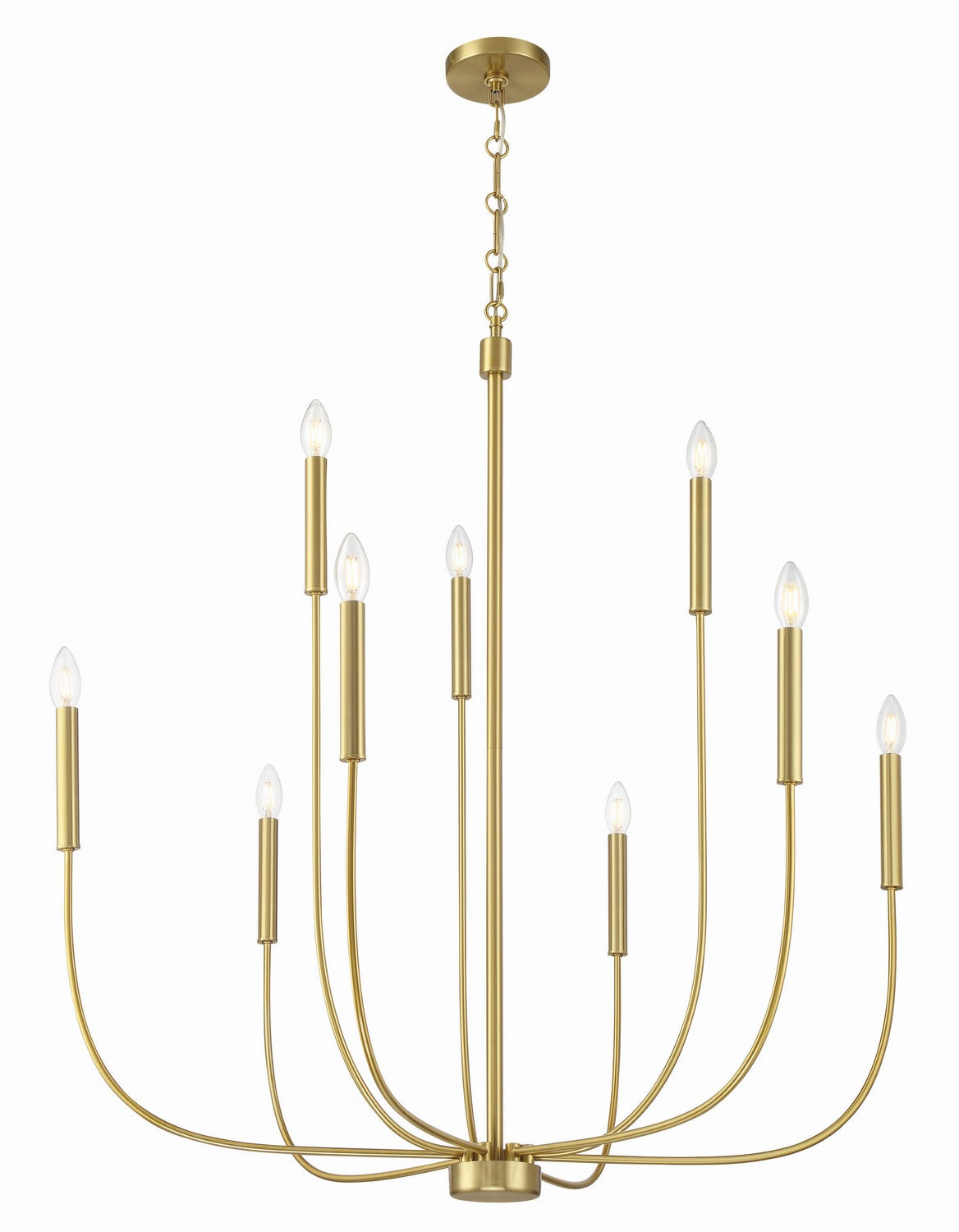 Traci Nine Light Chandelier in Satin Brass