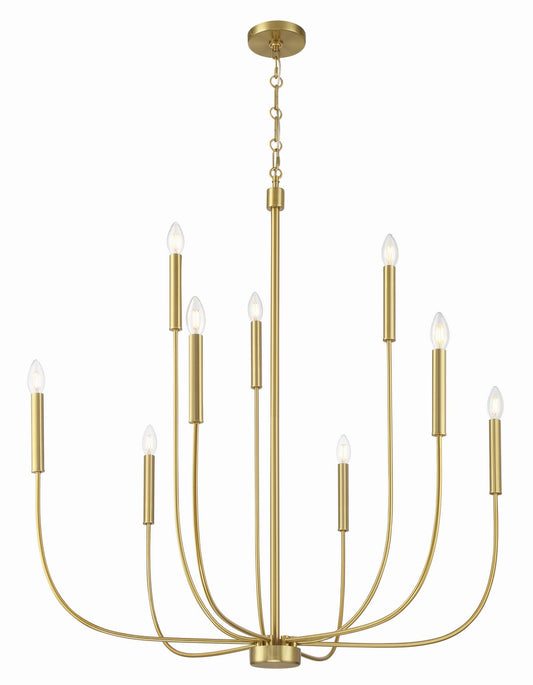 Traci Nine Light Chandelier in Satin Brass