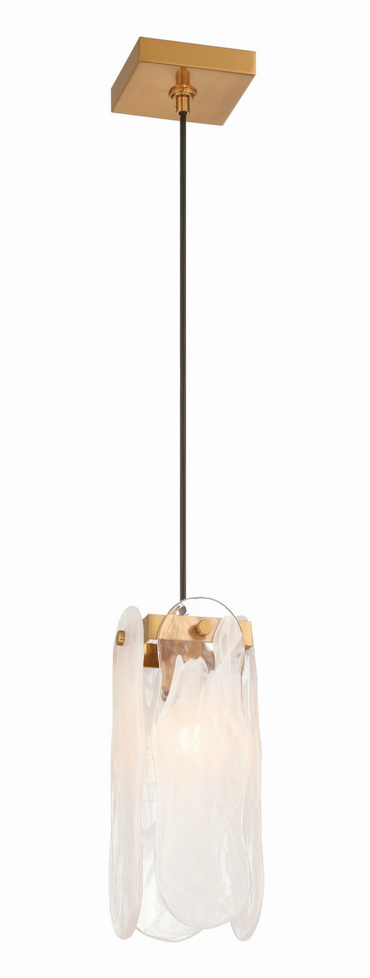 Angela One Light Pendant in Satin Brass