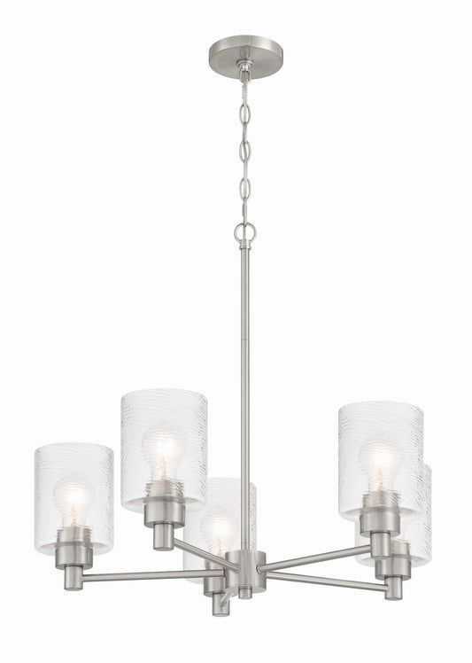 Lyndsey Five Light Chandelier in Brushed Polished Nickel