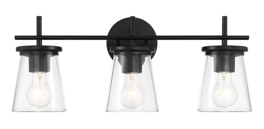 Connell Three Light Vanity in Flat Black