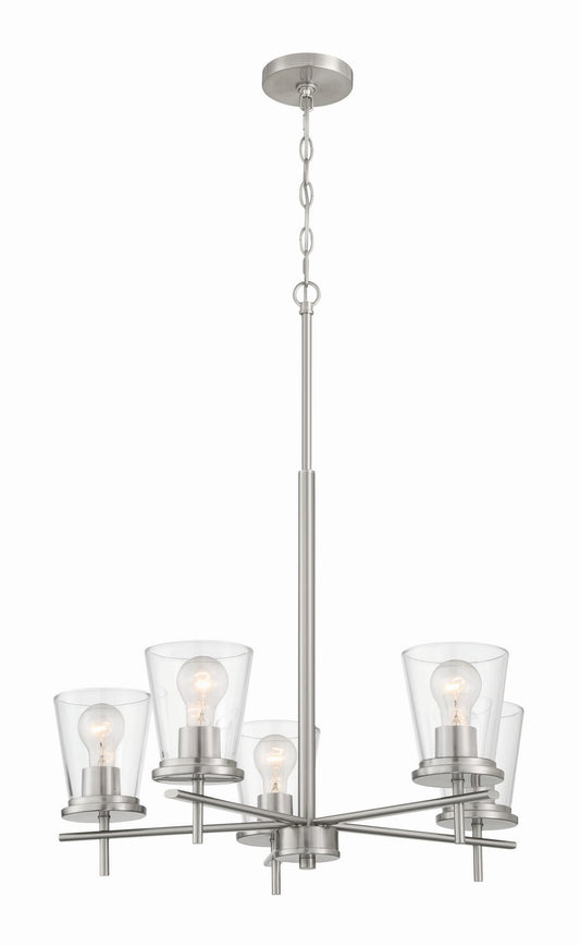Connell Five Light Chandelier in Brushed Polished Nickel