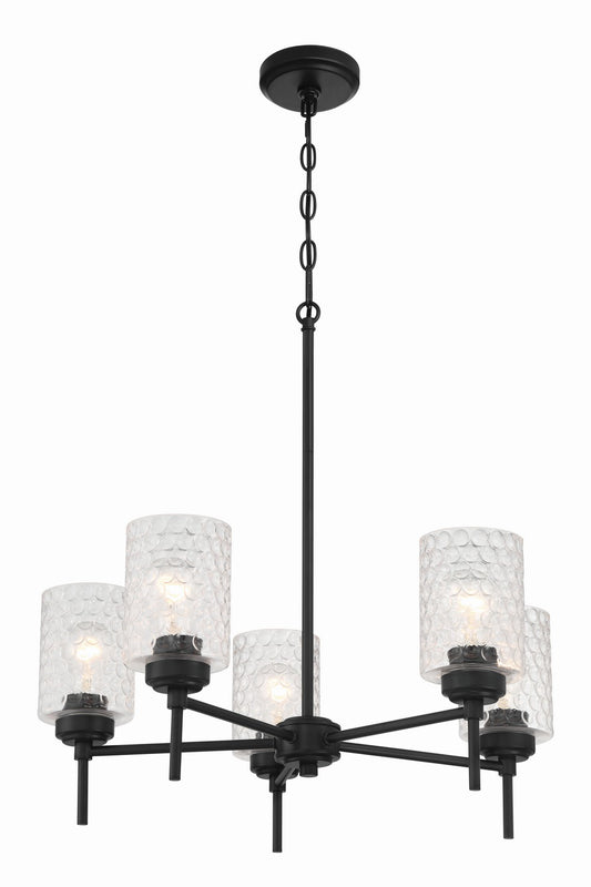 Claire Five Light Chandelier in Flat Black