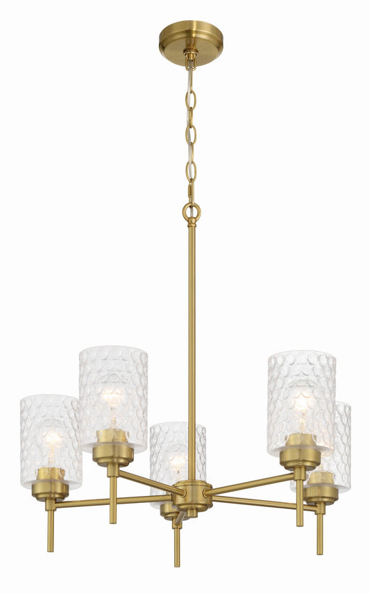 Claire Five Light Chandelier in Satin Brass