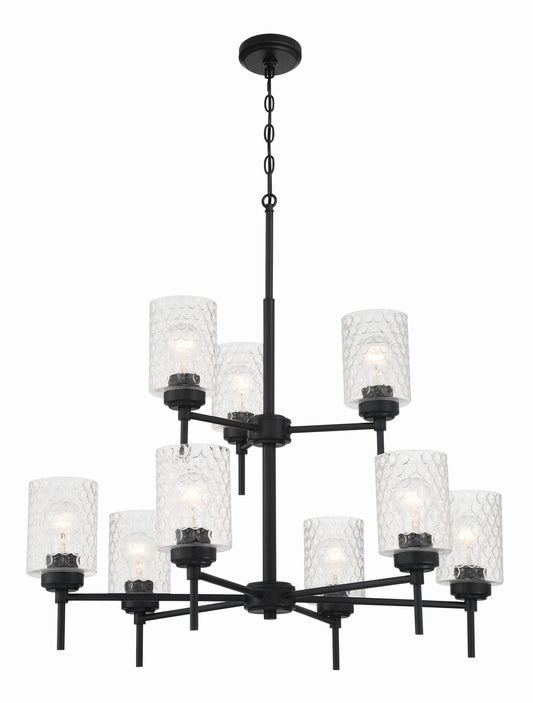 Claire Nine Light Chandelier in Flat Black