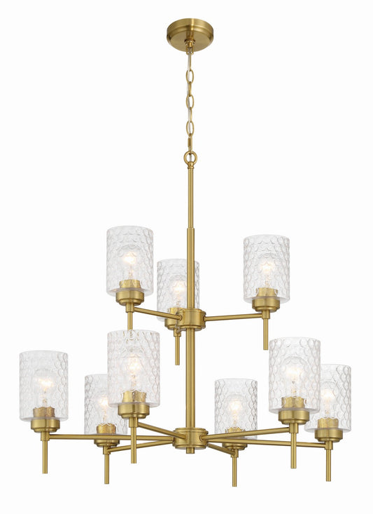 Claire Nine Light Chandelier in Satin Brass