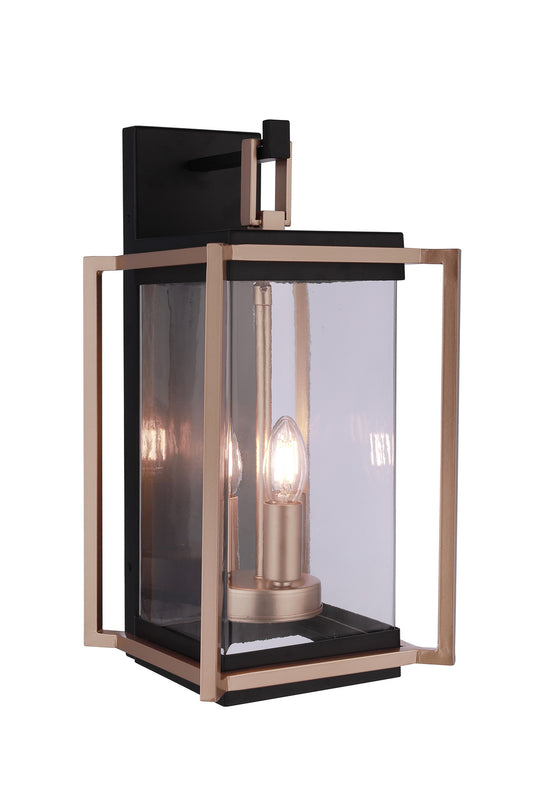 Metalwork Three Light Outdoor Wall Lantern in Midnight / Satin Brass