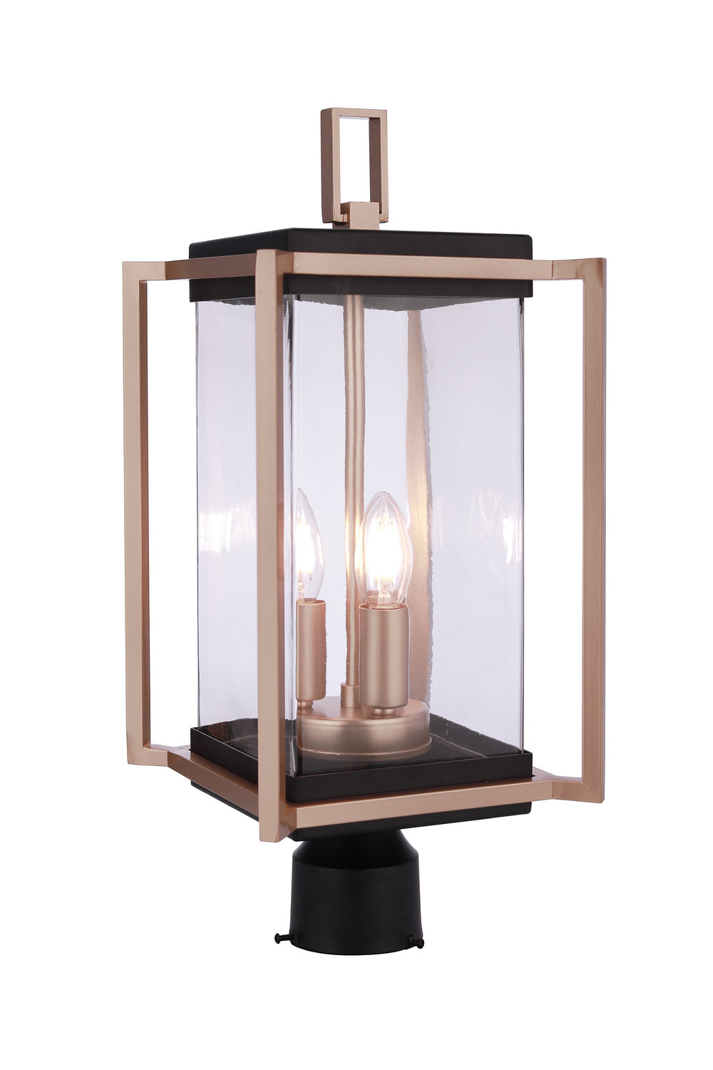 Metalwork Three Light Outdoor Post Mount in Midnight / Satin Brass