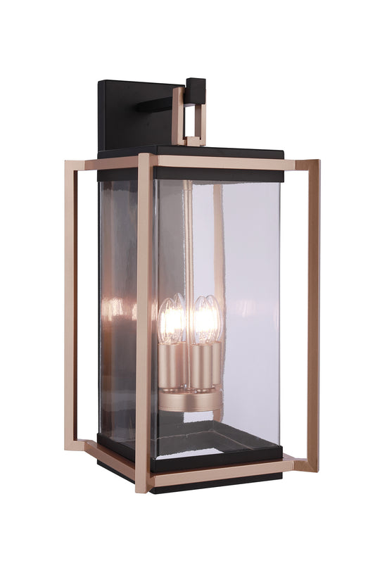 Metalwork Four Light Outdoor Wall Lantern in Midnight / Satin Brass