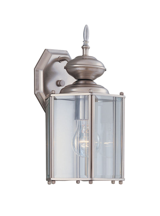 Beveled Glass Lantern One Light Wall Lantern in Pewter