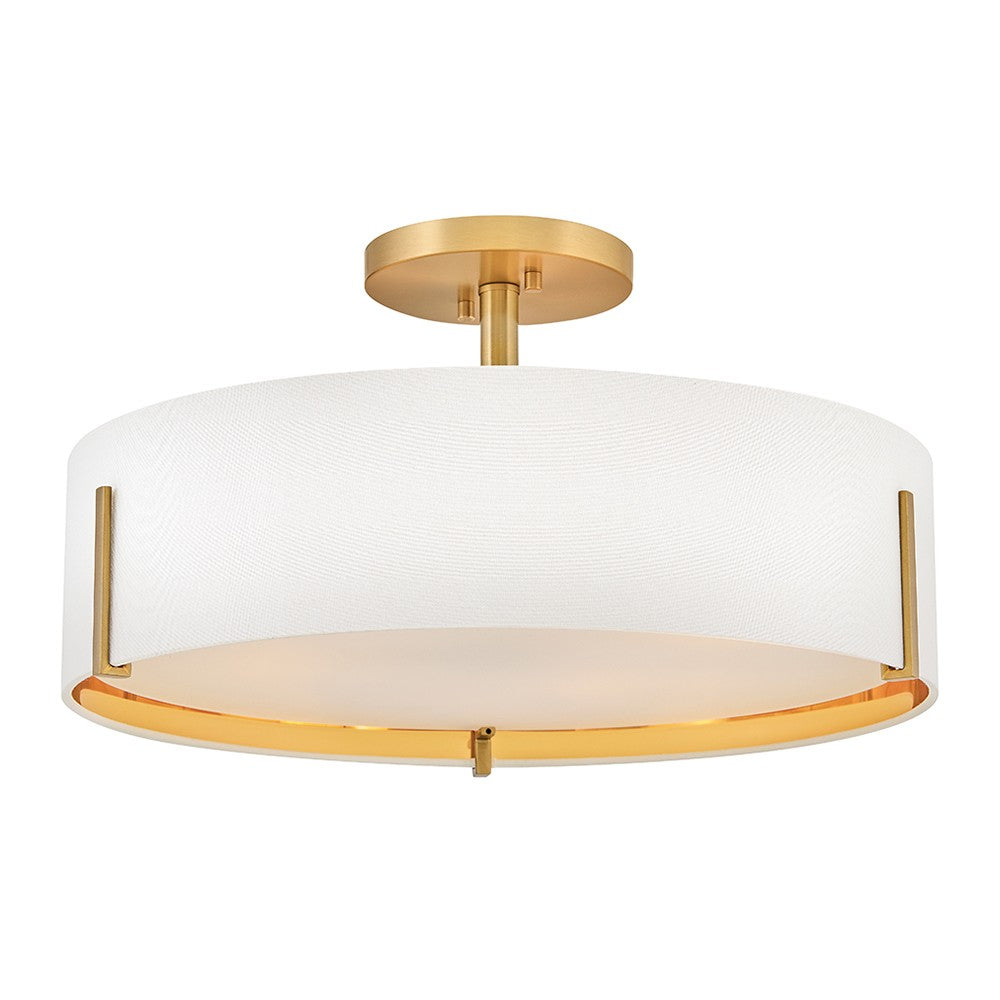 Halle LED Semi-Flush Mount in Lacquered Brass