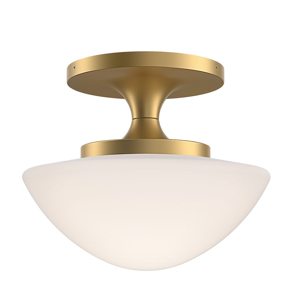 Knox LED Semi-Flush Mount in Lacquered Brass