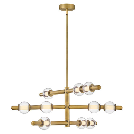Saxon LED Chandelier in Lacquered Brass