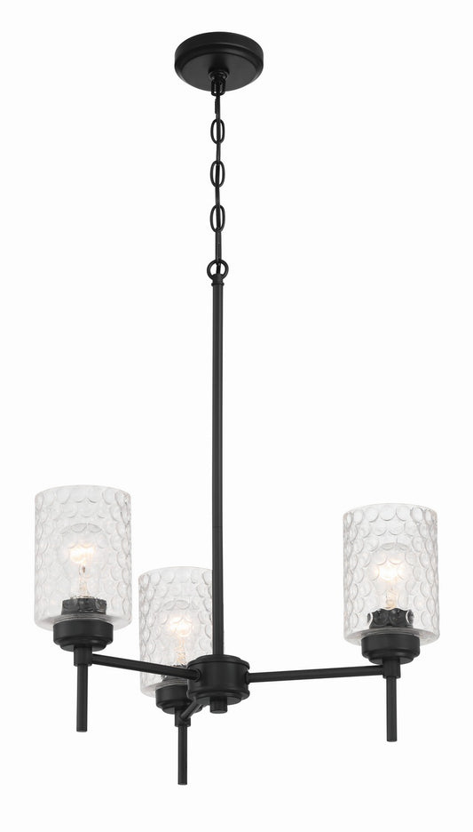 Claire Three Light Chandelier in Flat Black