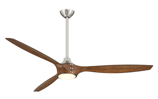Pierce 65"Ceiling Fan in Brushed Nickel With Distressed Koa Blades