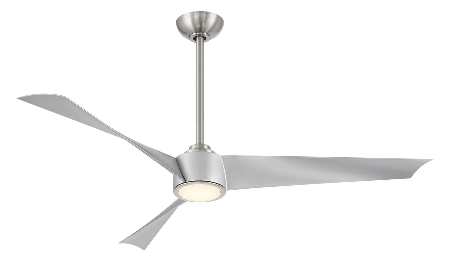 Pike 56"Ceiling Fan in Brushed Nickel With Silver Blades