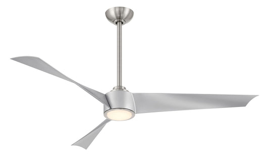 Pike 56"Ceiling Fan in Brushed Nickel With Silver Blades