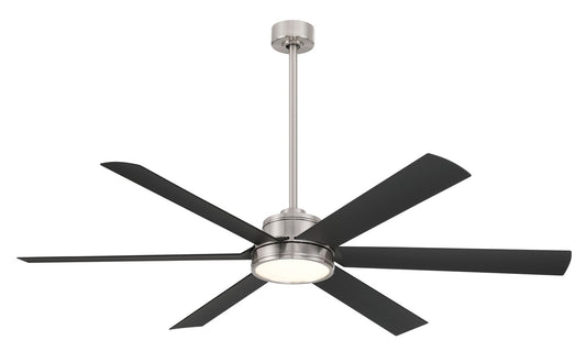Cairo 65"Ceiling Fan in Brushed Nickel Wet With Coal Blades