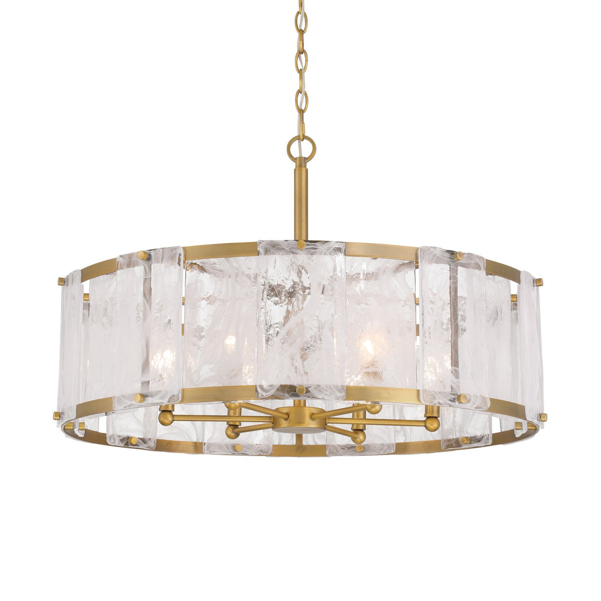 Veil Six Light Pendant in Legacy Brass