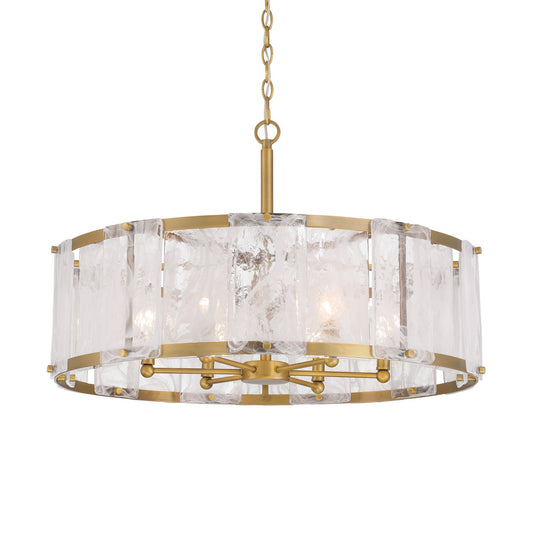 Veil Six Light Pendant in Legacy Brass