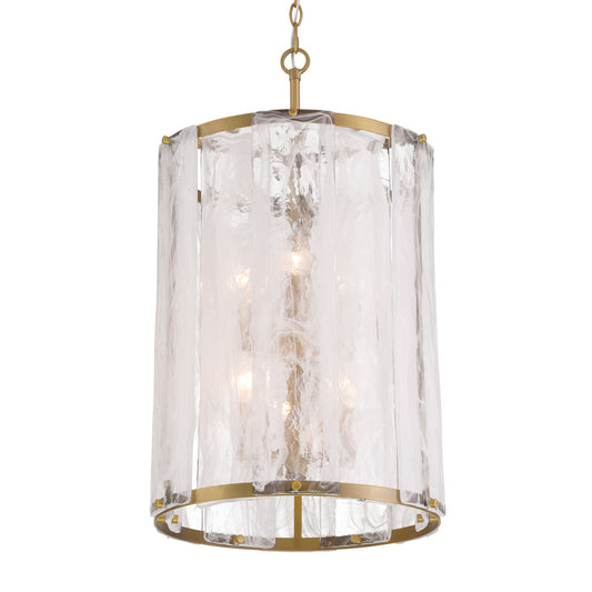 Veil Six Light Pendant in Legacy Brass