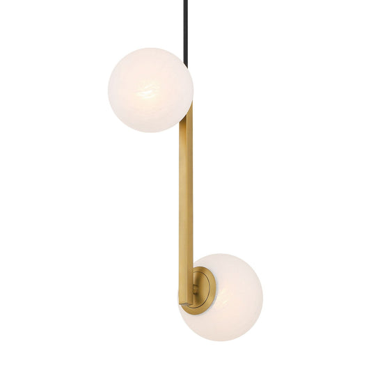 Curven Two Light Pendant in Legacy Brass
