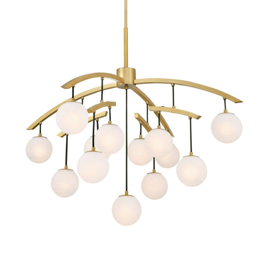 Curven 13 Light Chandelier in Legacy Brass