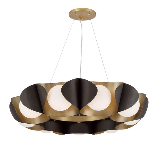 Flare Nine Light Pendant in Dark Bronze