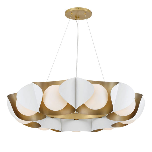 Flare Nine Light Pendant in Sand White