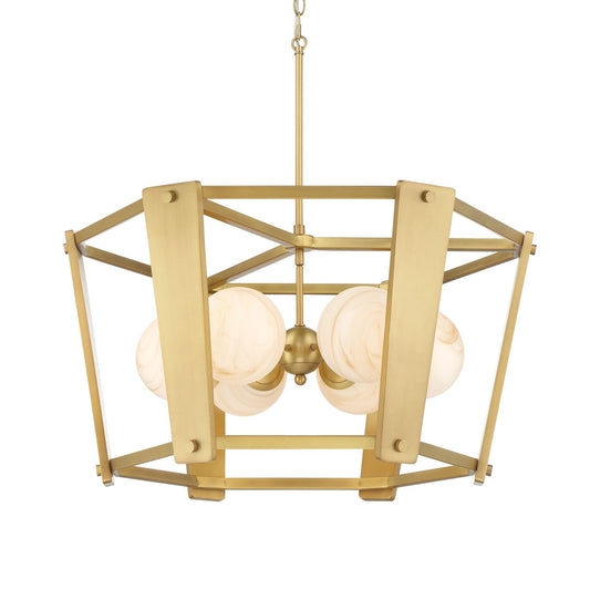 Shimmer Six Light Pendant in Legacy Brass
